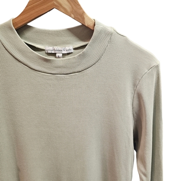 Young Fabulous & Broke Sage Green Ribbed Long Sleeve Bodycon Midi Dress Large - Picture 5 of 13